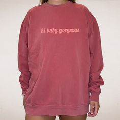 "Bravo Vanderpump Rules Comfort Colors Sweatshirt, Oversized crewneck \"Hi Baby Gorgeous\" Lisa Barlow Unisex Comfort Colors garment-dyed sweatshirt made with ring-spun cotton. For an oversized look, please size up one or two sizes. * Soft-washed, garment-dyed fabric  * Relaxed fit Model is 5' 8\" and is wearing a size XL" Lisa Barlow, Hallo Baby, Vanderpump Rules, Dyed Sweatshirt, Sweatshirt Oversized, Comfort Colors Tshirt, Comfort Colors Sweatshirt, Oversized Look, Oversized Crewneck