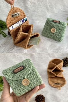 CROCHET WALLET : How to Crochet a Tri-Fold Wallet for Coins and Cards | Trifold Wallet - Card holder Crocheted Purses, Blanket Stitches, Crocheted Afghans, Crochet Wallet, Handbags Patterns, Sensory Blanket, Crochet Stitches For Blankets, Mode Crochet