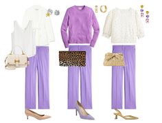 Outfits With Lavender, Springtime Outfits, Purple Pants Outfit, The Well Dressed Life, Lavender Pants, Wardrobe Challenge, Spring Time Outfits, Purple Pants, Lavender Dresses