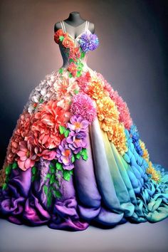 Floweral Design, Goth Gown, Flower Gown, Disney Princess Fashion, Fairytale Fashion, Old Fashion Dresses, Fairy Clothes, Fashion Design Dress, Layered Fashion