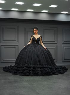 Black Ball Gown Wedding Dress For Debutante Ball, Black Evening Dress For Debutante Ball, Black Ball Gown For Debutante Ball, Black Gown For Quinceanera, Elegant Black Dress For Quinceanera, Elegant Black Ball Gown For Quinceanera, Black Ball Gown For Quinceanera Or Debutante Ball, Black Fitted Bodice Ball Gown For Quinceanera, Black Ball Gown With Fitted Bodice For Debutante Ball