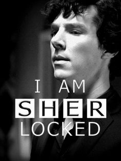 a man with his eyes closed and the words i am sher locked