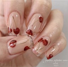 Cherry Nail Art, Fun Manicure, Nails Pretty, Art Deco Nails, Minimal Nails, Work Nails, Pretty Nail Art Designs, Pretty Nail Art