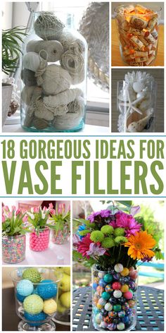 Glass Vase Filler Ideas, Vase Fillers Diy, Vase Filler Ideas, Spring Vases, Filled Vases, Large Glass Vase, Glass Vase Decor