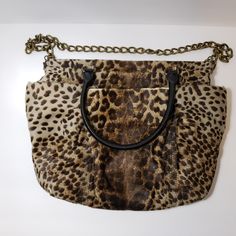 Lanvin Italy Animal Leopard Print Hair Fur Chained Tote Handbag Shoulder Bag. In Preloved Condition Handbag Does Have Wear; All Edges/Openings Have Wear/Rubbing As Pictured. Including Pockets Good Interior 5 Pockets Width: 17 Length: 12 Strap Drop: 7 Shopping Shoulder Clutch With Chain Strap, Chain Strap Clutch Shoulder Bag For Shopping, Shopping Clutch Bag With Chain Strap, Shopping Satchel With Chain Strap, Shopping Tote Bag With Chain Strap, Brown Double Handle Shoulder Bag With Chain Strap, Shopping Satchel With Chain Strap And Double Handle, Shopping Satchel With Double Handle And Chain Strap, Double Handle Satchel With Chain Strap For Shopping