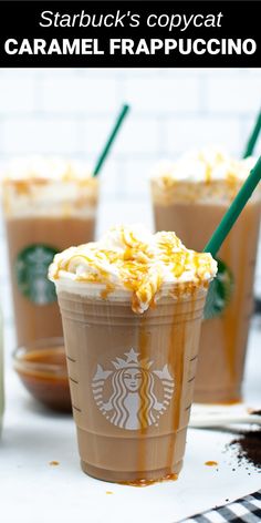 starbucks caramel frappuccino drink with whipped cream on top