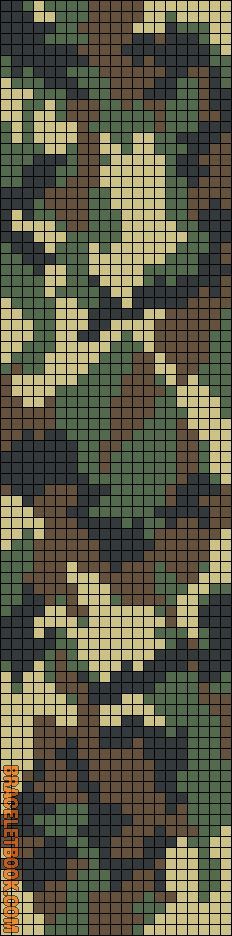 a cross stitch pattern in green and brown