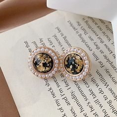 Round Alloy Earrings For Parties, Elegant Alloy Earrings For Wedding, Elegant Wedding Earrings Made Of Alloy, Elegant Alloy Clip-on Earrings For Party, Gold Alloy Pearl Earrings For Party, White Alloy Earrings For Wedding, Elegant Alloy Earrings As Gift, Elegant Alloy Earrings For Gift, White Alloy Wedding Earrings