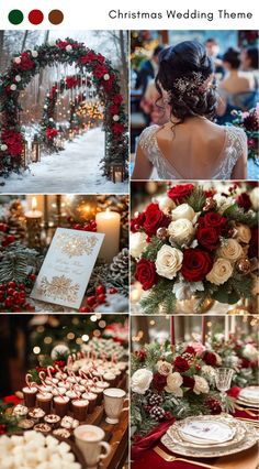 Christmas wedding theme ideas for a festive, holiday-inspired celebration. December Wedding Colors, Wedding Color Schemes Winter, Winter Wedding Red, Christmas Wedding Themes, Winter Wedding Color Palette, Blue Winter Wedding, Wedding Theme Ideas, Theme Inspiration, Wedding Theme Inspiration