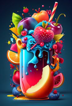 an image of fruit and juice with splashing on it