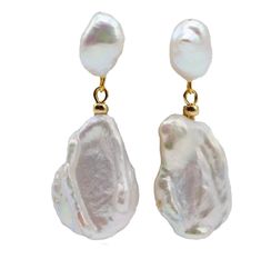 Binh Pearl Drop Earrings - Bettina H. Designs Pearl Pendant Earrings, Tahitian Pearl Earrings, Gold Earrings For Women, Baroque Pearl Earrings, Gold Pearl Earrings, Freshwater Pearls Earrings, Earrings Drop, Fashion Jewelry Earrings, Pearl Stud Earrings