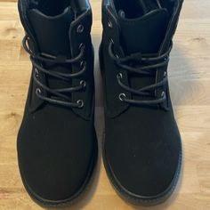 Never Worn Black Boots. Black Casual Ankle Combat Boots, Casual Black Ankle Combat Boots, Trendy Black Combat Boots For Outdoor, Casual High-top Black Combat Boots, Casual Black High-top Combat Boots, Casual Black Ankle-high Combat Boots, Casual Black Combat Boots For Fall, Casual Black Ankle-high Boots, Casual Black Ankle Boots