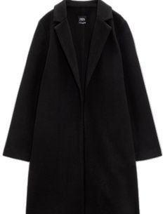 Zara Black Notch Lapel Outerwear, Zara Black Outerwear For Work, Black Lapel Collar Outerwear For Work, Casual Black Zara Blazer, Zara Casual Black Blazer, Cloth Coat, Zara Jackets, Zara Black, Wearing Black