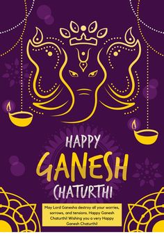 Happy Ganesh Chaturthi ! Ganesh Chaturthi Poster, India Festival, Print Design Template, Prints Design