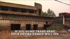 an old brick building with graffiti on it and the words if you dump trash here your entire family will die