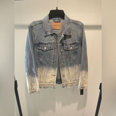 Denim Jacket With Bleached Ombr Longer Length Hits Past My Hips (I’m 5ft And Have A Shorter Torso) Denim Jacket With Hoodie, Demin Jacket, Oversized Jean Jacket, Denim Hoodie, Printed Denim Jacket, Embroidered Denim Jacket, Crop Jean Jacket, White Denim Jacket, Distressed Denim Jacket