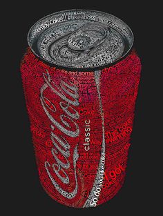 a can of coca cola is shown in red and black