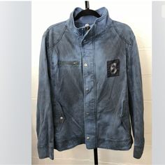 Oc Order Plus Mens Jacket Size L Blue Grunge Color Zip And Snap Closure, Front Flap Pockets With Snap Closure, Front Zipped Pocket, The Number 8 Patch On Left Side. Snapped Cuffs. Nwt Size L Measures Laying Flat 23” Pit To Pit 25” Sleeve Length 26” Length Nwt No Rips Stains Or Tears Smoke Free Pet Friendly Home Blue Washed Utility Jacket For Fall, Washed Blue Long Sleeve Outerwear With Snap Buttons, Cotton Outerwear With Snap Buttons In Washed Blue, Blue Washed Outerwear For Fall, Casual Denim Blue Outerwear For Outdoor, Winter Washed Blue Outerwear With Button Closure, Blue Long Sleeve Utility Jacket For Streetwear, Casual Blue Utility Jacket With Pockets, Casual Blue Utility Jacket