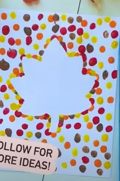 a card that says follow for more ideas on the front and back with colorful dots