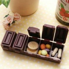 Vitamin Organizer, Choco Biscuit, Pill Box Organizer, Chocolate Shapes, Food Shapes, Pill Organizer, Box Organizer, Organizer Storage, Sweet Chocolate