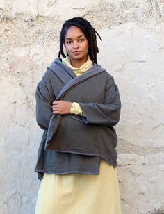 Designed with a boxy relaxed fit the Winter Cocoon Jacket is the perfect grab-and-go jacket when you need an extra layer. A year-round layering design with sophisticated and effortless drape. Pockets – Can be made with our without Patch Pockets Size - Order based on your BUST measurement Fabric Shown - French Terry Organic Cotton Color Shown - Olive Oversized Hooded Outerwear For Layering, Relaxed Fit Long Sleeve Outerwear With Natural Dye, Casual Outerwear With Natural Dye, Spring Layering Outerwear In Lagenlook Style, Layering Design, Gaia Conceptions, Cocoon Jackets, Above Elbow, Fabric Bolts