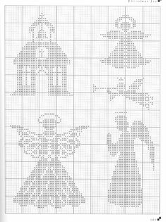 a cross stitch pattern with two christmas decorations