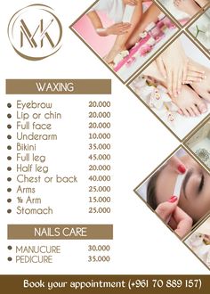 an advertisement for nail salons with different pictures