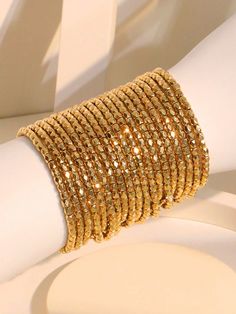 Style:Elegant \nDetails:Metal \nGender:Women \nColor:Gold \nMaterial:ABS \n Bracelet Sets, Women Bracelet, Jewelry Fashion Trends, Stackable Bracelets, Style Elegant, Evening Party, Multi Layering, Bracelet Set, Womens Bracelets