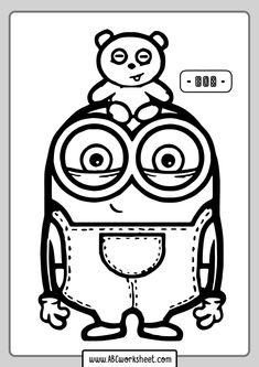 a black and white drawing of a minion