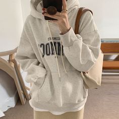 Vintage Letter Print Loose Hoodie Cotton Hoodie For Leisure In Winter, Cotton Hooded Sweater With Letter Print, College Hooded Sweater With Letter Print, Cozy Hooded Sweater With Letter Print, Casual Hoodie With Letter Print, Trendy Hooded College Sweater, Trendy Hooded Sweater For College, Casual Winter Leisure Hoodie, Casual Leisure Hoodie With Letter Print