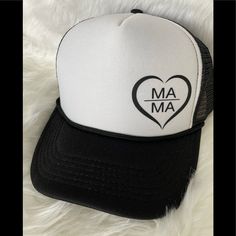 New Black/White Cap With Mama, Adjustable Backing. Custom Made, Never Tried On Or Never Used. Super Cute! Perfect Gift! Thanks For Stopping By. ***Smoke Free*** Casual White Trucker Hat With Letter Print, Trendy White Trucker Hat With Letter Print, White Casual Trucker Hat One Size, White Casual Trucker Hat, Trendy Adjustable White Trucker Hat, Trendy White Adjustable Trucker Hat, Trendy White Trucker Hat For Everyday, White Adjustable Trendy Trucker Hat, Fedora Hat Winter