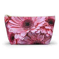 "Accessory Pouch, Cosmetics Bag, Makeup Bag, Cosmetics Holder, Makeup Holder, Daisy Accessory Pouch, Daisy Makeup Bag These artwork accessory pouches vary from small to large and can be used for pretty much anything. They make excellent pencil cases and cosmetic bags. They are constructed from a durable material with a zipper closure. Beautiful artwork created from my photograph, 'Pink Daisies II' is printed on both sides. * 100% durable polyester material * Multiple sizes * Artwork printed on both sides * Zipper closure * Small: 8.66\" x 4.72\" x 2.36\" Large: 12.60\" x 7.28\" x 3.15\"" Pink Bags With Zipper Closure For Gifts, Pink Bag With Zipper Closure For Gift, Pink Bag With Zipper Closure As Gift, Large Capacity Pink Pouch Cosmetic Bag, Pink Clutch Pouch For Travel, Large Capacity Pink Cosmetic Bag Pouch, Pink Tote-shaped Cosmetic Bag For A Gift, Pink Tote Cosmetic Bag As A Gift, Pink Tote-style Cosmetic Bag As Gift