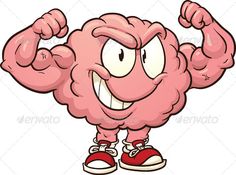 a cartoon brain flexing his muscles