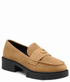 COACH Leah Suede Chunky Loafers | Dillard's The Virgin Islands, Oxford Platform, Chunky Loafers, Platform Flats, Loafer Shoes Women, Sneaker Dress Shoes, Suede Loafers, Women Men Shoes, Virgin Islands