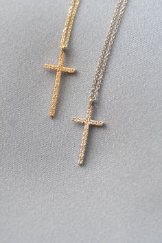 Dainty Gold Jewelry With Pave Setting, Dainty Yellow Gold Jewelry With Pave Setting, Cross Necklace With Pave Setting As Gift, Cross Necklace With Pave Setting For Gift, Pave Setting Cross Necklace For Gift, Minimalist Jewelry With Pave Setting For Gift, Diamond Necklace With Single Cut Cross Pendant For Gift, Minimalist Pave Set Jewelry Gift, Gift Diamond Cross Pendant Necklace With Single Cut Diamonds