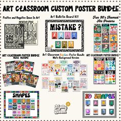 an art classroom poster bundle with pictures and text