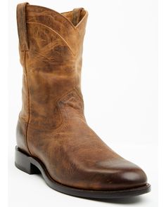 Made from rich goat leather. Hand laid cording detail on shaft. 1.25" stacked leather stockman heel for long lasting quality, comfort and Roper Boots, Mens Cowboy, Mens Cowboy Boots, Leather Artisan, Work Boots Men, Heel Caps, 70s Style, Goat Leather, Rubber Heels