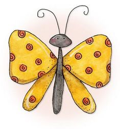 a drawing of a butterfly with yellow wings