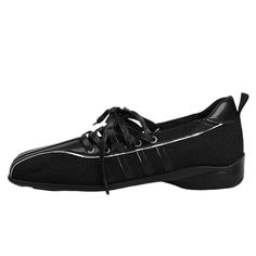 These balletcore sneakers have a minimalistic stitched detail, lace-up closure, and a low-profile sole for a sleek and versatile look Material: Vegan Leather Run small, please review the sizing information Flat Heel Canvas Shoes For Sports With Laces, Sporty Flat Canvas Shoes With Laces, Black Sporty Lace-up Shoes With Rubber Sole, Sporty Lace-up Shoes With Rubber Sole And Flat Heel, Sporty Canvas Shoes With Laces, Lace-up Walking Shoes With Rubber Sole, Black Casual Sneakers With Lace-up Fastening, Casual Black Sneakers With Lace-up Fastening, Classic Lace-up Canvas Shoes For Sports