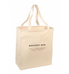 Over-the-shoulder grocery tote bag makes it easy to replace paper and plastic grocery bags. Long 22-inch handles make carrying a breeze with this roomy tote. Durable 10-ounce 100% cotton twill. Cotton web handles have reinforced stitching. 15.5'h x 14.5'w x 7'd. Refill when needed. Reuse forever. Eco-friendly Reusable Canvas Grocery Bag, Reusable Grocery Tote Canvas Bag, Reusable Tote Canvas Bag For Groceries, Eco-friendly Tote Bags For Grocery Shopping, Eco-friendly Tote Bags For Grocery, Eco-friendly Rectangular Canvas Bag For Groceries, Eco-friendly Rectangular Canvas Grocery Bag, Reusable Tote Bags For Grocery Shopping, Reusable Tote Bag For Grocery