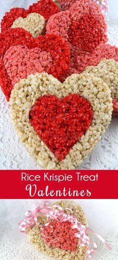 rice krispie treat valentine's day treats in the shape of hearts