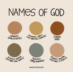 the names of god in different colors