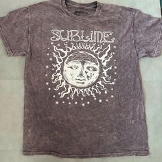 Sublime Heathered Purple T-Shirt Size Large. Lay Flat Measurements Width 22, Sleeve Length 7, And Shirt Length 28 1/2 Inches. New Without Tags. Fitted Acid Wash T-shirt With Graphic Print, Acid Wash Tops With Front Print For Summer, Acid Wash Top With Front Print For Summer, Summer Acid Wash Top With Front Print, Fitted T-shirt For Summer, Fitted Soft-washed T-shirt For Summer, Grunge Sublimation Print Top For Summer, Summer Fitted Acid Wash T-shirt, Purple T Shirts