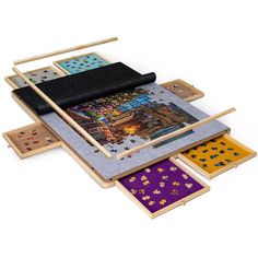 PRICES MAY VARY. Removable Wooden Bars - Lavievert puzzle table fits most 1500 pc jigsaw puzzle games. Designed with detachable wooden bars which stop puzzle pieces from falling off when attached or help to take out the whole puzzle game when it is finished. 2 Extra Pieces of Felt - 2 extra pieces of felt of different colors are enclosed. You may use the puzzle plateau only to finish your puzzle game, or place a piece of felt mat before starting your game, making it easy to move out the whole pu 1500 Piece Jigsaw Puzzles, Jigsaw Puzzle Accessories, Jigsaw Puzzle Table, Puzzle Table, Puzzle Mat, Wooden Easel, Wooden Bars, Wooden Jigsaw Puzzles, Wooden Jigsaw