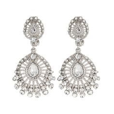 Stunning silver tone textured filigree earrings with brilliant sparkling clear crystal teardrop rhinestones in the center and surrounded by smaller round stones. Earrings measure 2.25-inch length by 1.25-inch width Earrings made with surgical steel hypo-allergenic post-backs are great for sensitive ears! A  Versatile earrings are great for casual and dressy looks, everyday wear, or special occasions. A Glamorous Silver Teardrop Crystal Earrings, Silver Teardrop Crystal Earrings With Diamond Accents, Silver Bridal Earrings With Diamond Accents, Silver Crystal Dangle Teardrop Earrings, Silver Crystal Teardrop Dangle Earrings, Silver Bling Crystal Drop Earrings, Silver Teardrop Crystal Bridal Earrings, Silver Sparkling Teardrop Earrings, Silver Bling Drop Earrings