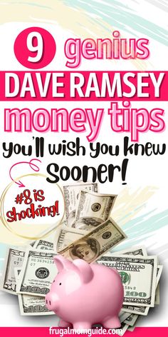 a pink piggy bank with money in it and the words 9 genius daversey money tips you'll wish you knew