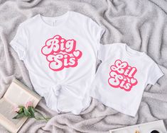 Big Sister Little Sister T-shirt, Big Sis T-shirt, Lil Sis T-shirt, Sisters Outfit, Family Matching T-shirt, Big Sister Announcement T-shirt ❀ FABRICS ❀ 1-100% Combed and Ring-Spun Cotton 2- Wrinkle-Resistant 3-Soft and Comfortable 4- Durable 5- Absorbs Moisture ❀DETAIL❀ For printing, we use Bella Canvas and Gildan SoftStyle brand shirts, which are the best in the industry. *Bella Canvas -unisex size -4.2 oz. -Solid colors are 100% Combed Cotton and Ring-Spun Cotton. -Athletic Heather 90% Combed Gift To Sister, Big Sister Announcement Shirt, Sister Announcement, Big Sister Announcement, Promoted To Big Sister, Big Sister Little Sister, Sister Outfits, Lil Sis, Sister Tshirts