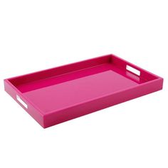 a large pink tray with handles on the bottom is shown in front of a white background