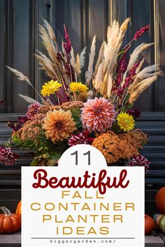 A stunning fall floral arrangement in a container with dahlias and grasses, perfect for fall weddings or as autumn flower decorations for Thanksgiving. Wedding Simple Decor, Jewel Tones Wedding, Ornamental Kale, Fall Containers, Fall Flower Arrangements, Jewel Tone Wedding, Wedding Simple, Fall Planters, Flower Garden Design