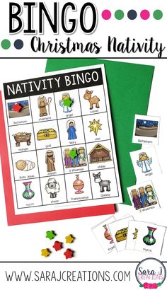 a christmas nativity bingo game with the words,'bingo christmas nativity '